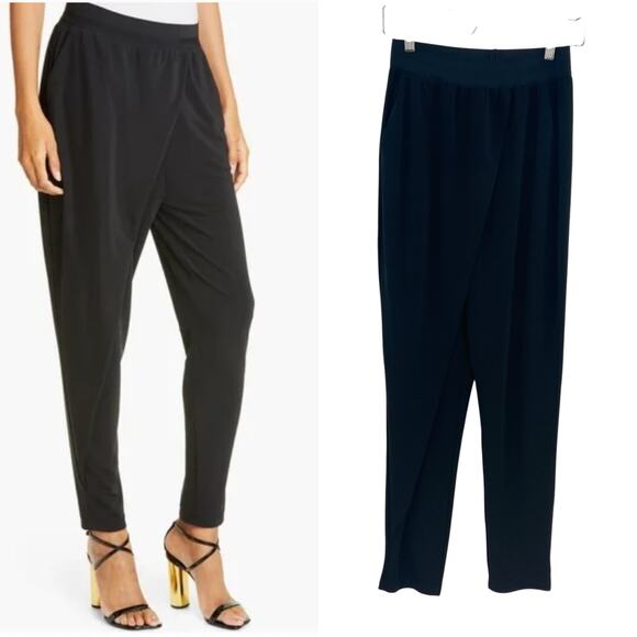 Cinq a Sept Shana Jersey Pants‎ Drapey Front Stretch Black Size Small - Picture 1 of 13